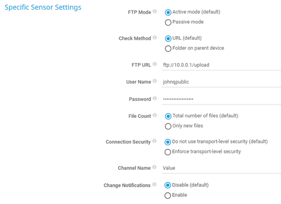 Specific Sensor Settings Specific Sensor Settings