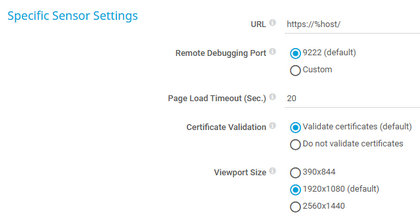 Specific Sensor Settings