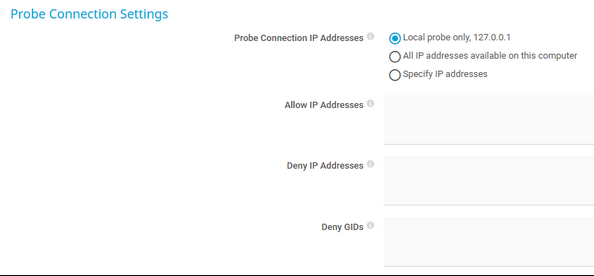Probe Connection Settings in System Administration